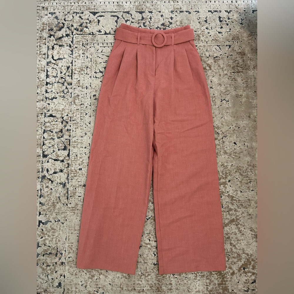 High rise, wide leg, pink Topshop trousers